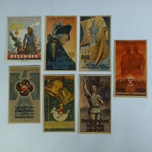 7 farbige Sammelkarten mit NS-Propaganda aus 1935/36 und 1939/40