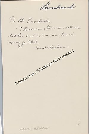 Seller image for Original Autogramm Harald Bredesen (1918-2006) /// Autograph signiert signed signee for sale by Antiquariat im Kaiserviertel | Wimbauer Buchversand