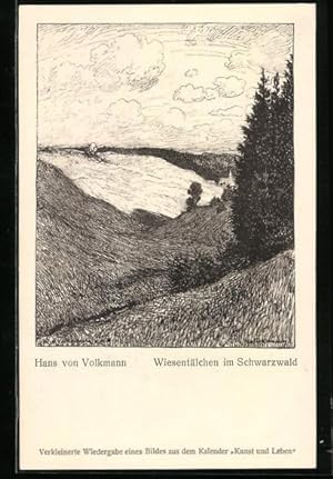 Bild des Verkufers fr Knstler-Ansichtskarte Hans von Volkmann: Wiesentlchen im Schwazwald zum Verkauf von Bartko-Reher
