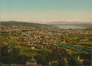 Foto Zürich Stadt Schweiz, Stadtpanorama, Photochrom Zürich