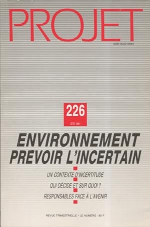 Projet n° 226 Environnement prévoir l'incertain