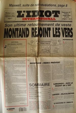 L'idiot international 72 Son Ultime retournement de veste Montand rejoint les vers