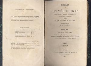 Annales de gynécologie (maladies des femmes, accouchements) Tome VII Janvier à Juin 1877