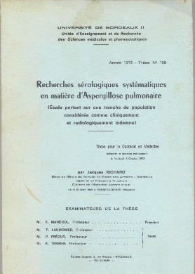 Recherches sérologiques systématiques en matière d'Aspergillose pulmonaire