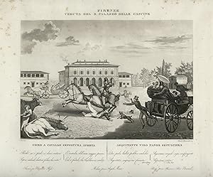 FIRENZE. Veduta del R. Palazzo delle Cascine / Uomo a cavallo sepoltura aperta / Aequitante viro ...