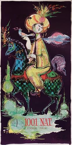 1961 Danish 1001 Nights Performance Poster - 1001 Nat, Fischers Forlag (Purple)