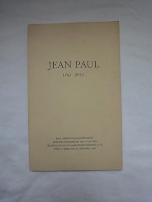 Imagen del vendedor de Jean Paul 1763.1963. Eine Gedchtnisausstellung Zum 200. Geburtstag Des Dichters Im Schiller-Nationalmuseum Marbach A.N. a la venta por Malota