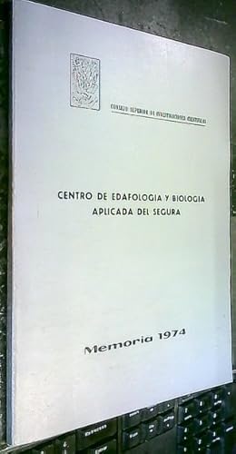 Imagen del vendedor de Centro de edafologa y biologa aplicada del Segura. Memoria 1974. Volumen XIV a la venta por Librera La Candela