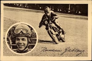 Ansichtskarte / Postkarte Rennfahrer Hermann Gablenz, Motorradrennen, Startnummer 8, Portrait