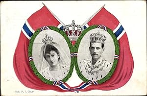 Ansichtskarte / Postkarte Haakon VII. und Maud von Großbritannien und Irland, Norwegisches Königs...