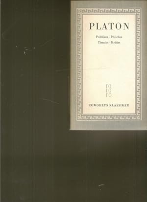 Bild des Verkufers fr Smtliche Werke. ( in 5 BNDEN). Band 1: Apologie, Kriton, Protagoras, Hippias II, Charmides, Laches, Ion, Euthyhron, Gorgias, Briefe. Band 2: Menon, Hippias I, Euthymedos, Menexenos, Kratylos, Lysis, Symposion. Band 3: Phaidon, Politea. Band 4: Phaidros, Parmenides, Theaitetos,, Sophistes. Band 5: Politikos, Philebos, Timaios, Kritias. zum Verkauf von Ant. Abrechnungs- und Forstservice ISHGW