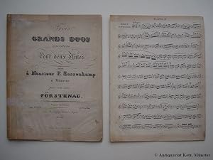 Bild des Verkufers fr Trois grands duos concertans pour deux Fltes, ddis  Monsieur F. Hassenkamp  Mnster par son ami Frstenau. Oeuv. 83, liv. 9 des Duos. Pl.Nr. 5162 B. Flauto 1 - 2. zum Verkauf von Antiquariat Hans-Jrgen Ketz