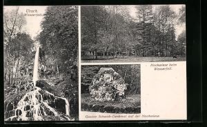 Bild des Verkufers fr Ansichtskarte Urach, Gustav-Schwab-Denkmal, Wasserfall zum Verkauf von Bartko-Reher