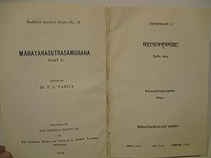 Bild des Verkufers fr Mahayanasutrasamgraha Part II. zum Verkauf von Redins antikvariat