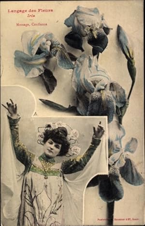 Imagen del vendedor de Ansichtskarte / Postkarte Langage des Fleurs, Blumensprache, Iris, Message, Confiance a la venta por akpool GmbH