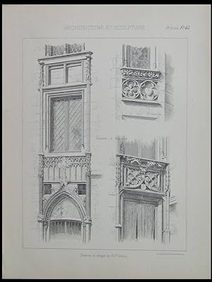 BOURGES, ANCIENNES MAISONS, FENETRES, ALLEGES - PLANCHE 1894- GRAVURE