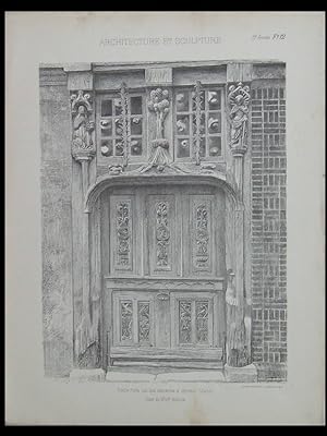 VERNEUIL SUR AVRE, 136 RUE DES TANNERIES, PORTE - PLANCHE 1894- GRAVURE