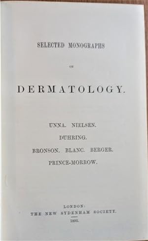 Seller image for SELECTED MONOGRAPHS ON DERMATOLOGY for sale by Douglas Books