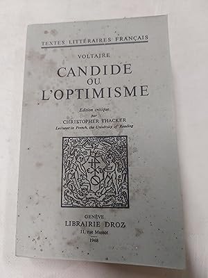 Bild des Verkufers fr Textes Litteraires Francais Voltaire Candide ou L'Optimisme zum Verkauf von Cambridge Rare Books