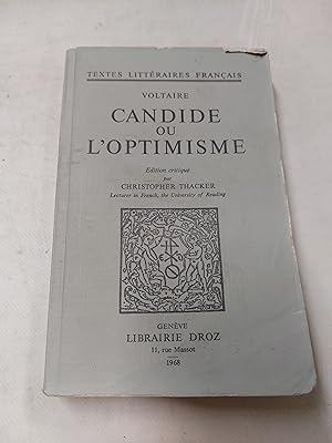 Bild des Verkufers fr Textes Litteraires Francais Voltaire Candide ou L'Optimisme zum Verkauf von Cambridge Rare Books