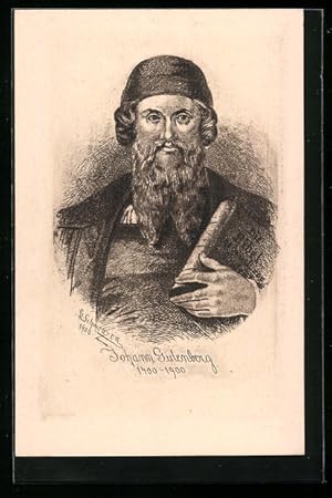 Künstler-Ansichtskarte Ganzsache PP19C53: Johann Gutenberg, Erfinder des Buchdrucks