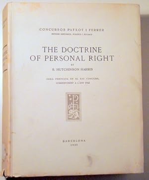 Seller image for THE DOCTRINE OF PERSONAL RIGHT - Barcelona 1935 for sale by Llibres del Mirall