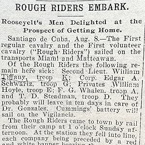 Four 1898 newspapers with First Hand Accounts of Teddy Roosevelt, the Rough Riders & San Juan Hill