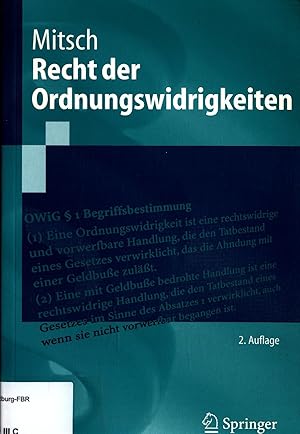 Bild des Verkufers fr Recht der Ordnungswidrigkeiten zum Verkauf von avelibro OHG