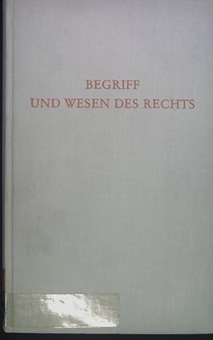 Bild des Verkufers fr Begriff und Wesen des Rechts. Wege der Forschung ; Bd. 79 zum Verkauf von books4less (Versandantiquariat Petra Gros GmbH & Co. KG)