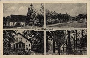 Ansichtskarte / Postkarte Lanz in der Westprignitz, Kirche, Dorfstraße, Jahn Geburtshaus, Jahnhei...