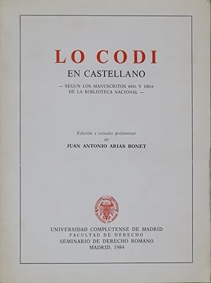 Imagen del vendedor de Lo Codi a la venta por Librera Alonso Quijano