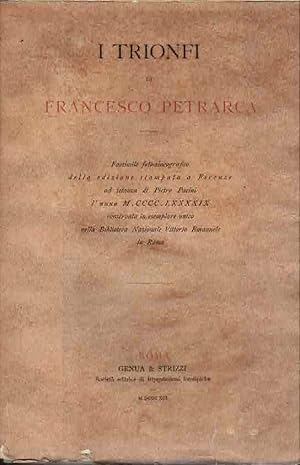 Bild des Verkufers fr I Triomphi di Francesco Petrarcha suivi de Vita di messer Francesco Petrarch zum Verkauf von La Bouquinerie