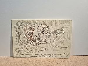 Die beiden Kunstbetrachter nach Honore Daumier. Bleistift und Bunstift auf Karton, rechts unten s...