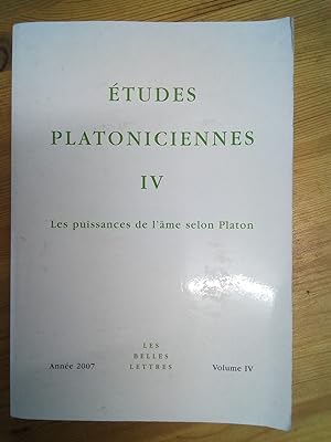 Immagine del venditore per Etudes Platoniciennes IV: Les Puissances De L'ame Selon Platon venduto da Vrtigo Libros