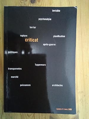 Imagen del vendedor de (Revue) Criticat; numro 3, mars 2009 a la venta por Vrtigo Libros