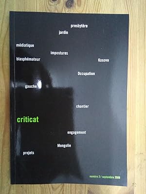 Bild des Verkufers fr (Revue) Criticat; numro 2, septembre 2008 zum Verkauf von Vrtigo Libros
