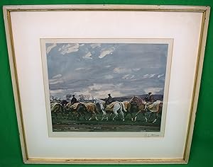 Bild des Verkufers fr Exercising On The Downs 1922 Frost & Reed Chromolithograph by Alfred Munnings (SIGNED) zum Verkauf von The Cary Collection