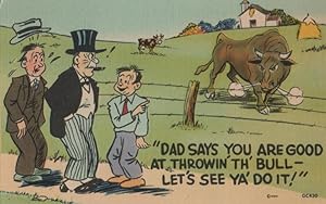 Imagen del vendedor de little pitchers postcard: Dad Says You Are Good at Throwin' th' Bull = Let's See Ya' Do It! a la venta por Mobyville