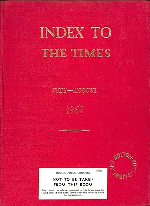 Bild des Verkufers fr Index to The Times July - August 1967 zum Verkauf von WeBuyBooks