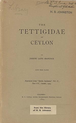 Immagine del venditore per The Tettigidae of Ceylon. venduto da Andrew Isles Natural History Books