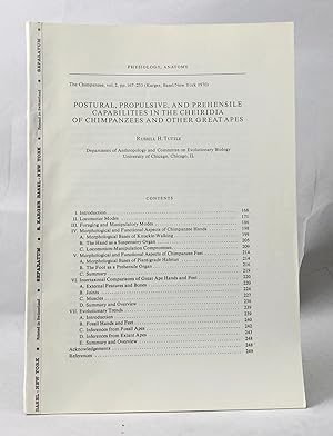 Seller image for Postural, Propulsive, and prehensile capabilities in the cheiridia of Chimpanzees and other Great Apes for sale by Natural History Books