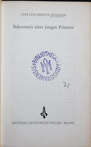 Bild des Verkufers fr Bekenntnis eines jungen Priesters. zum Verkauf von Antiquariat Bookfarm