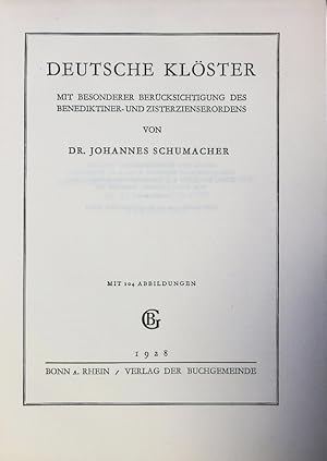 Seller image for Deutsche Klster. Mit besonderer Bercksichtigung des Benediktiner- und Zisterzienserordens. for sale by Antiquariat Bookfarm