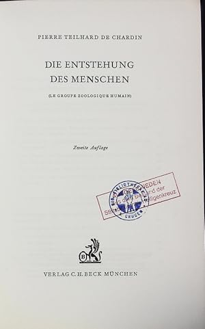 Seller image for Die Entstehung des Menschen. for sale by Antiquariat Bookfarm