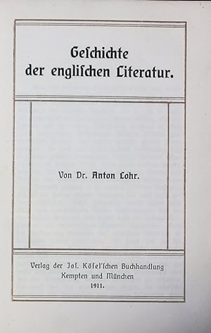 Bild des Verkufers fr Geschichte der englischen Literatur. zum Verkauf von Antiquariat Bookfarm