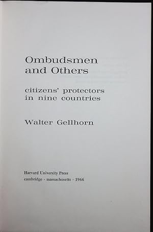 Bild des Verkufers fr Ombudsmen and Others. Citizens' Protectors in Nine Countries. zum Verkauf von Antiquariat Bookfarm