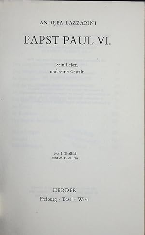 Seller image for Papst Paul VI. Sein Leben und seine Gestalt. for sale by Antiquariat Bookfarm