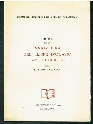 Crida de la XXXIV Fira del Llibre d'Ocasió Antic i Modern.