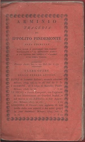 Imagen del vendedor de Arminio tragedia di Ippolito Pindemonte a la venta por libreria biblos