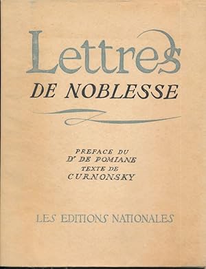 Bild des Verkufers fr Lettres de noblesse zum Verkauf von LIBRAIRIE GIL-ARTGIL SARL